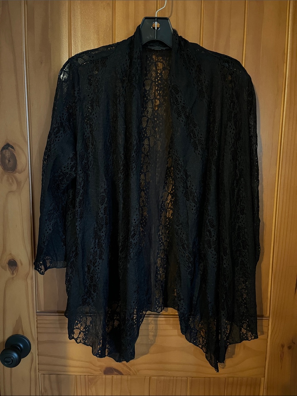 Sheer Black Lace Open Cardigan